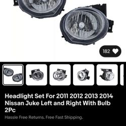 Headlight Set For 2011 2012 2013 2014 Nissan Juke Left and Right With Bulb 2Pc