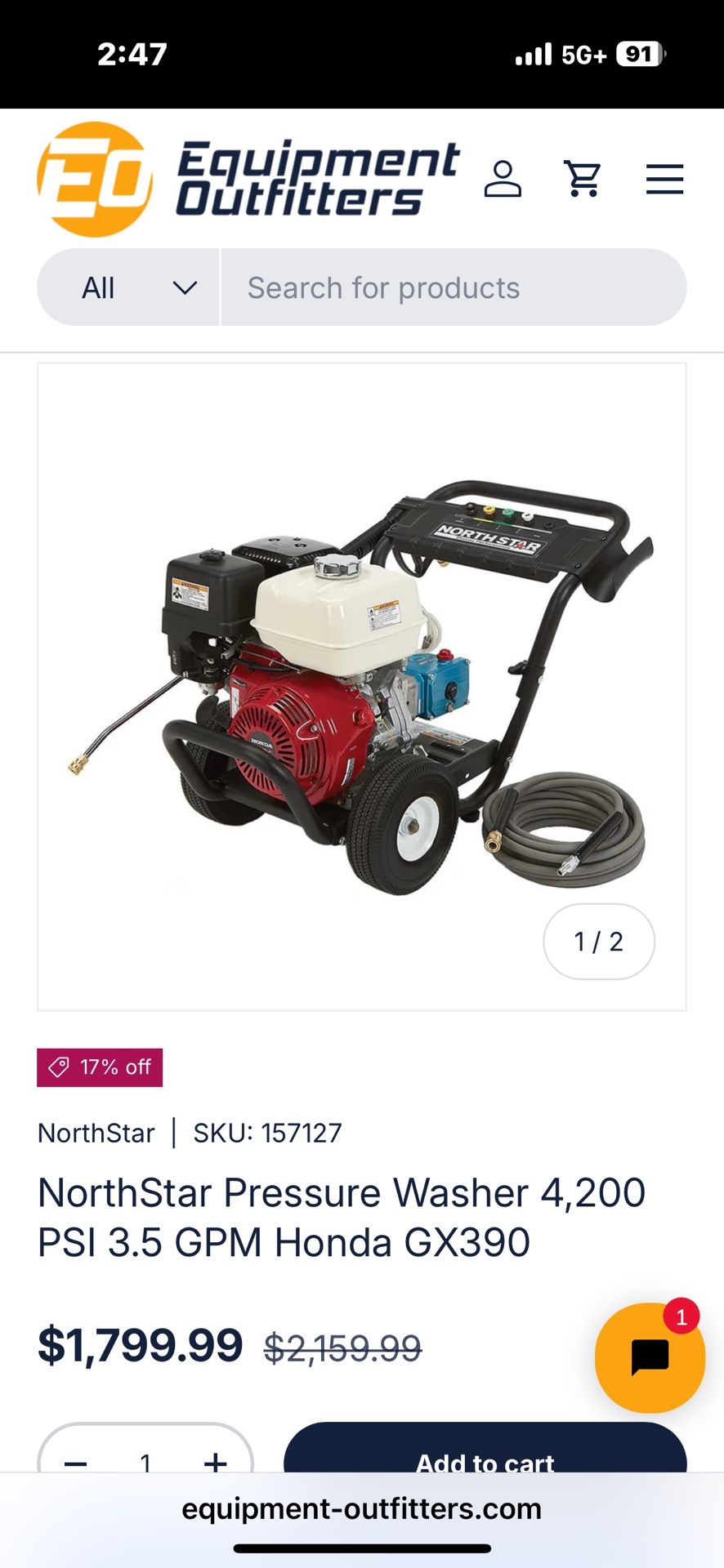 Honda GX340 11 Hp Motor For Pressure washer