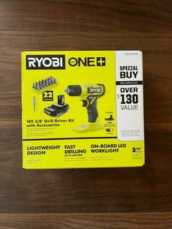 NEW Ryobi ONE+ 18V Drill/Driver Kit w/ Battery, Charger & 28-Piece Bit Set - Sealed