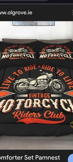 Full Size Motorcycle Vintage 3 Pcs Bedding Set