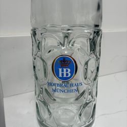 1 Liter HB “Hofbrauhaus Munchen” Glass Beer Stein
