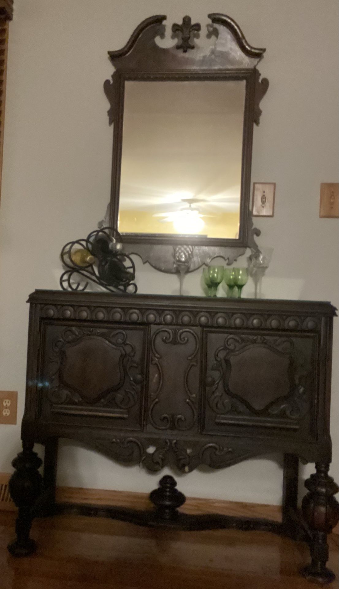 Antique Mirror and Bar Cabinet