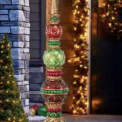 Two 6’ Tall Christmas Topiary With Led Lights 