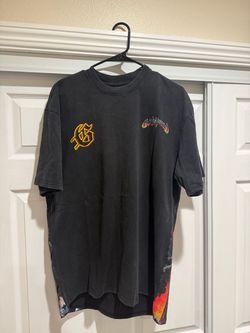 Black Graphic T-Shirt with Flame Print