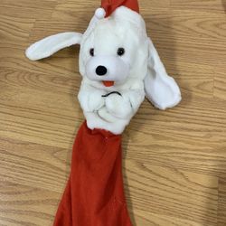 Furry White Holiday Dog In His Stocking