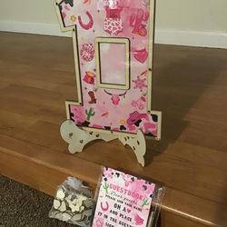 Number “1” cowgirl wooden guestbook for birthday