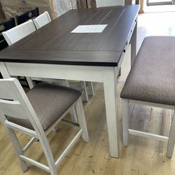 Dining Table ( Counter Height) 4 Chairs & 1 Bench On Sale