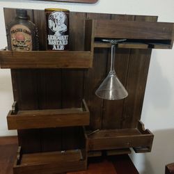 Bar, Wine Bottle And Glass Display