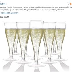 Prestee 100 Pack Clear Plastic Champagne Flutes - 4.5 oz Durable Disposable Champagne Glasses for Parties, Weddings, Toasting and Large Celebrations -
