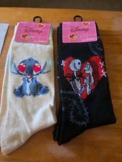 💥NEW 2 pair Disney socks. Stitch and Nightmare Before Christmas. Fits size 6- 11