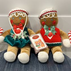 Vintage Plush Gingerbread Sweethearts