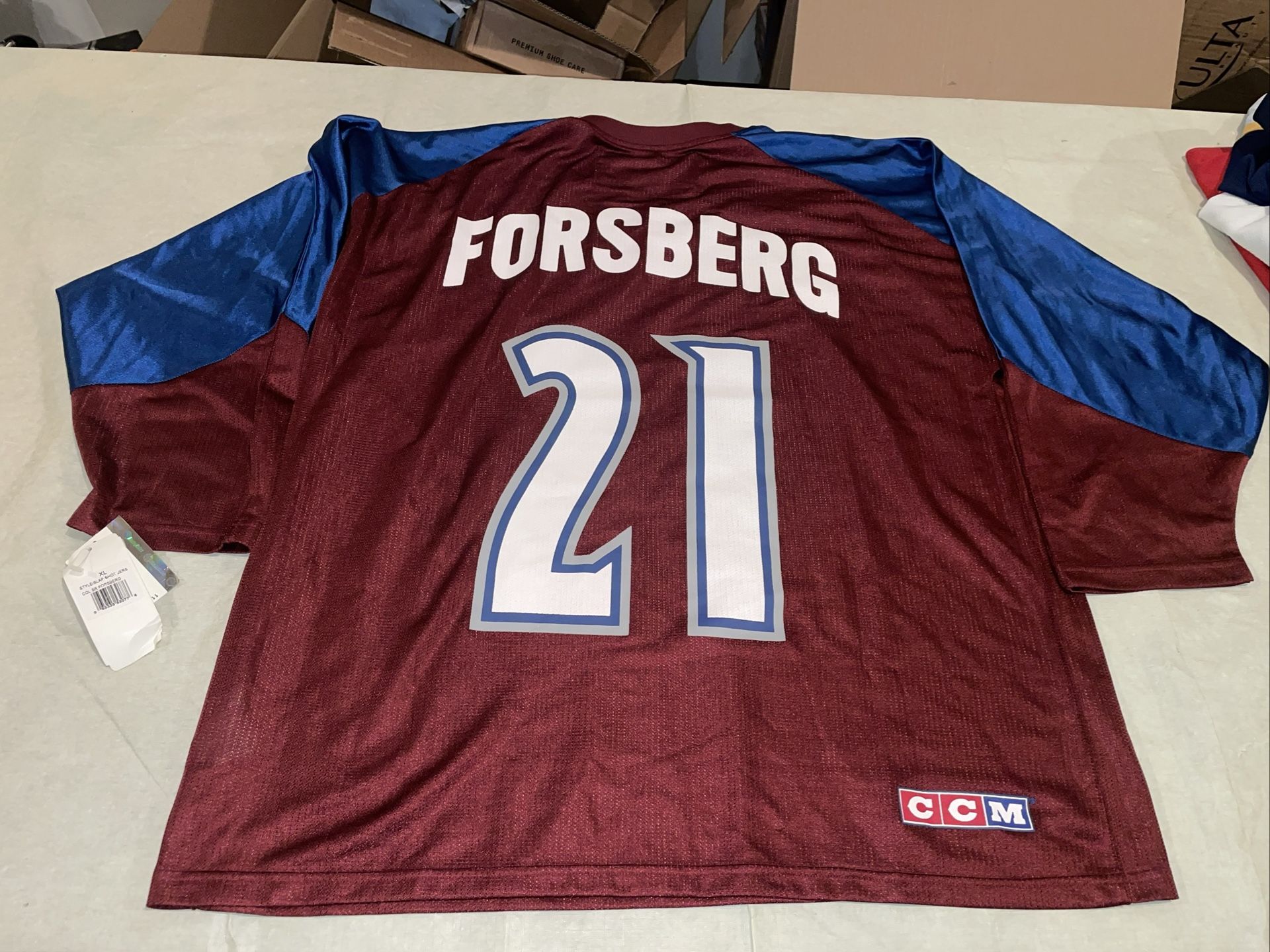Nwt Peter Forsberg Ccm Colorado Avalanche Jersey Mens Xl Red