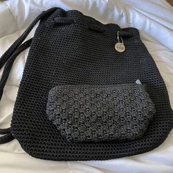 The Sak Original Crochet Backpack and And Smaller Bag Black