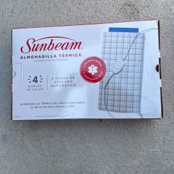 Sunbeam Heating Pad King Size 4 Settings Vinyl Pad with Cover 12"x24" New