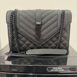 YSL ENVELOPE SMALL IN QUILTED GRAIN DE POUDRE EMBOSSED LEATHER