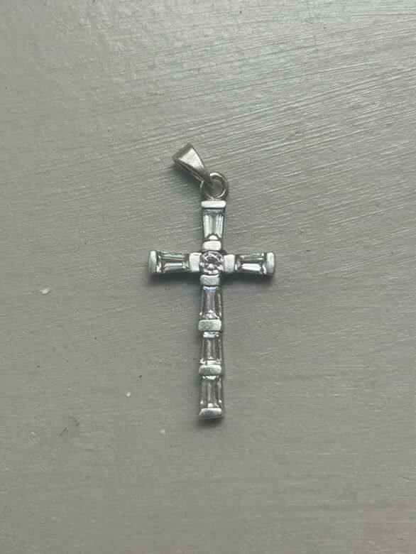 Diamond Cross Silver Necklace