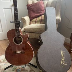Takamine EF261S-AN Legacy Series Acoustic Guitar in Gloss Antique Stain - Takamine Hard Shell Case - Guitar Stand - 2 X tuners; a bunch of strings.  