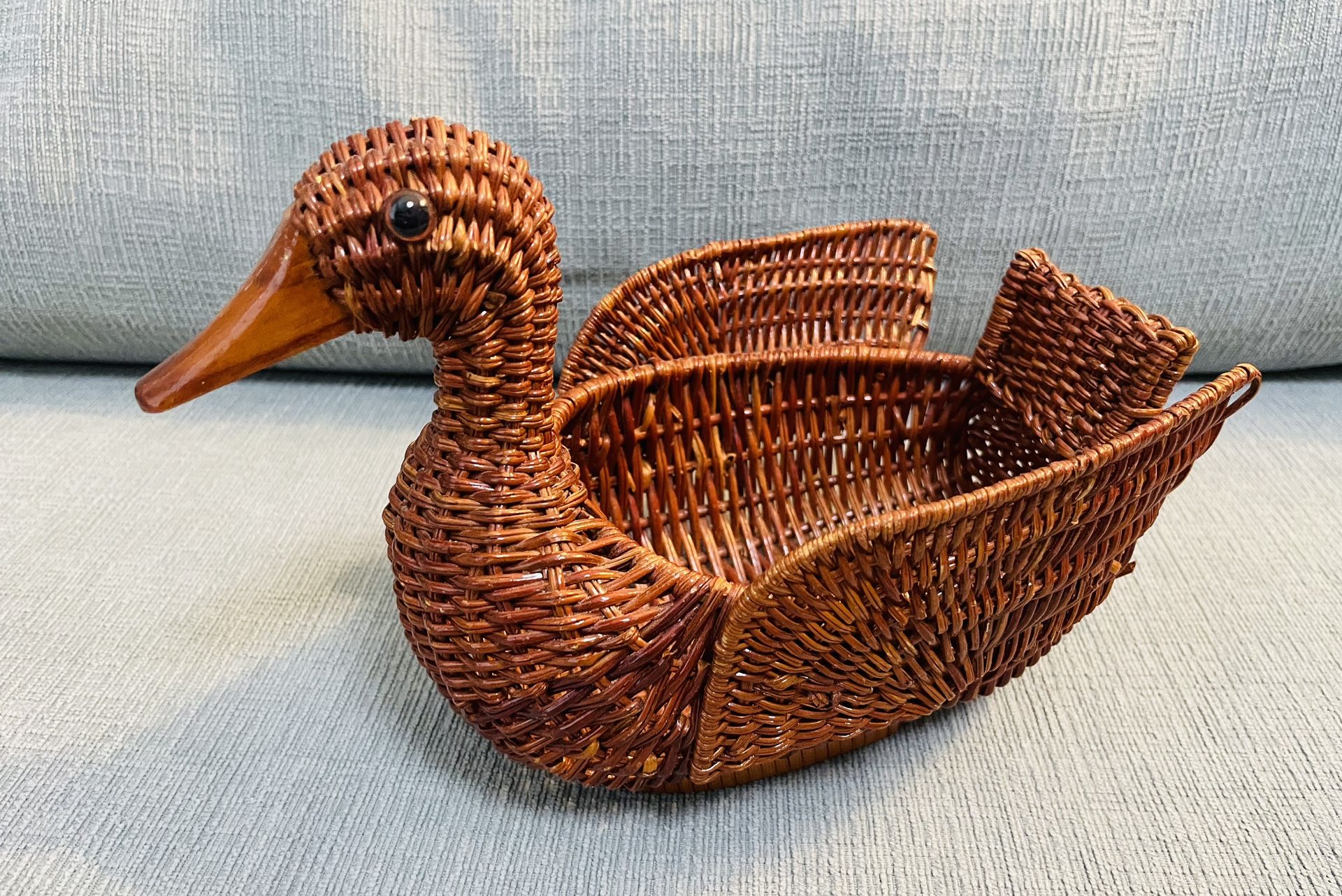 Vintage Avon Rattan Duck Planter