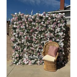 Flower Backdrop And Rattan Chair 