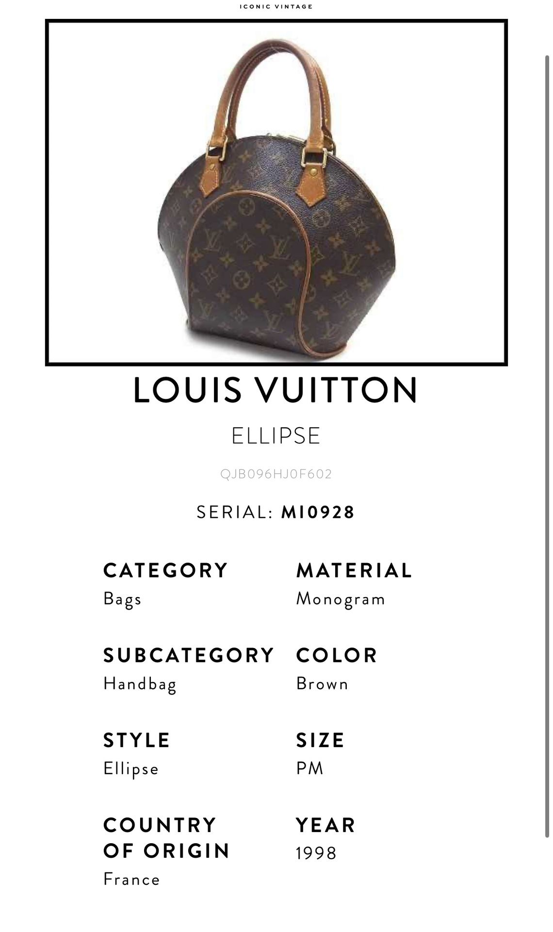Certified Pre-Owned Louis Vuitton Ellipse Handbag 
