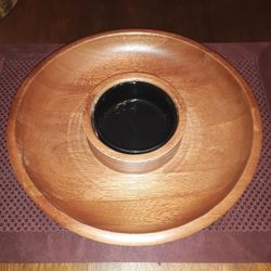 WOODEN CHIP & SALSA/DIP BOWL