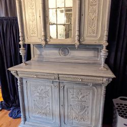 Beautiful Gray Hutch Cabinet 