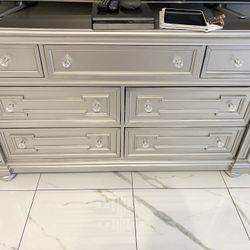 Dresser With Mirror And One Nightstand 