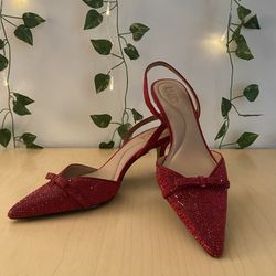 Red Crystal Sing back Heels