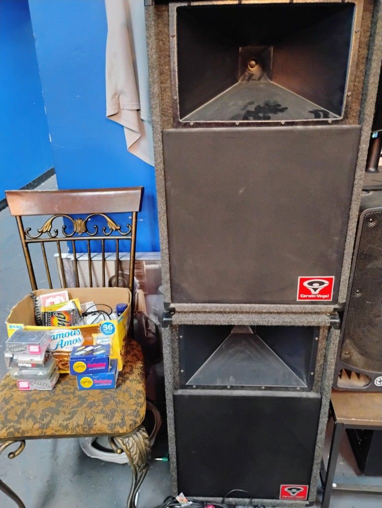 Pair Of Cerwin Vega V-15 3-Way Speakers,