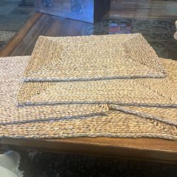  Rattan Rectangular Heavy Duty Placemats Set of 4. 18" x 14". Great for outdoor dinning or beach themed decor. 