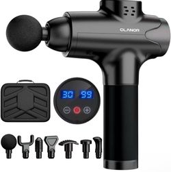 Muscle Massage Gun, CLANOR Percussion Massage Gun for Athletes, Handheld Deep Tissue Massager, Portable 16mm Deep Muscle Massager Gun, 30 Speeds 7 Hea