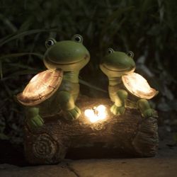 Brand New | Garden Statue Turtles Figurine Solar LED