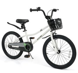 20 Inch Kids Bike Adjustable with Kickstand and Storage Basket