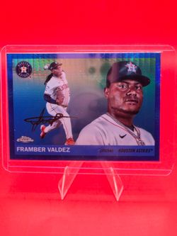Topps 2025 Topps Chrome Platinum Blue Prizm Framber Valdez #44 Houston Astros