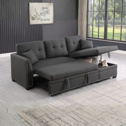 Reversible Pull Out Sleeper Sofa Bed Sectional Couch