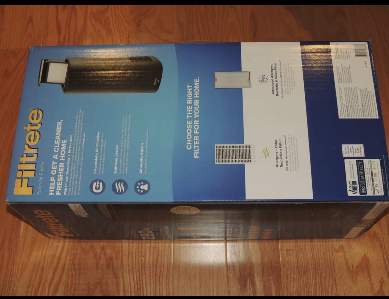 New Filtrete by 3M Air Purifier, Large Room Tower, 290 Sq gt Coverage - Black