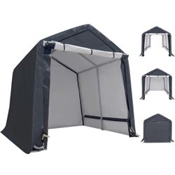ASTEROUTDOOR 8x8 ft Outdoor Storage Shelter with Rollup Zipper Door Portable Garage Kit Tent Waterproof and UV Resistant Carport Shed for Bicycle, Mot