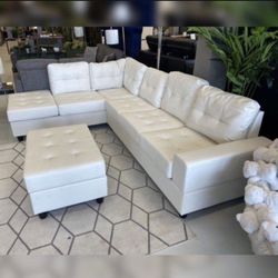 New white sectional with ottoman and free delivery