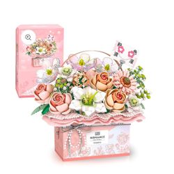 LoveBricks™ Pink LED Basket Bouquet (Lego) Perfect Valentines Gift