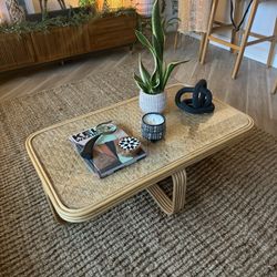 Rattan Glass Coffee Table