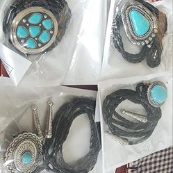 4 Turqouise Color Bolo Ties SHIPPING AVAILABLE 