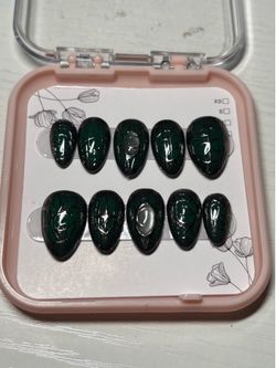 Dark Green Cyber sigilism Press-On Nails Set