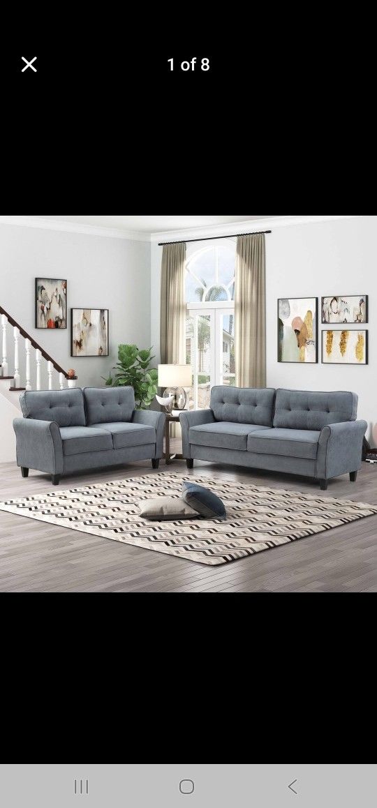 Brand New Grey 2pc Sofa Set (Light or Dark Grey)