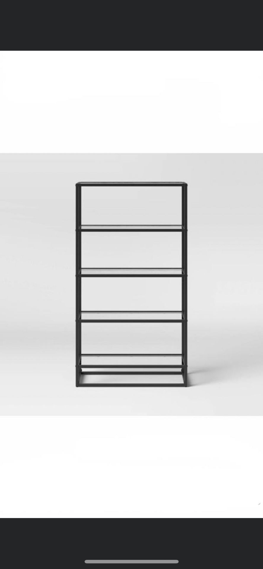 5S62 58.25” 5 Shelf Ada Bookshelf With Glass Shelves and Metal Frame- project 62        