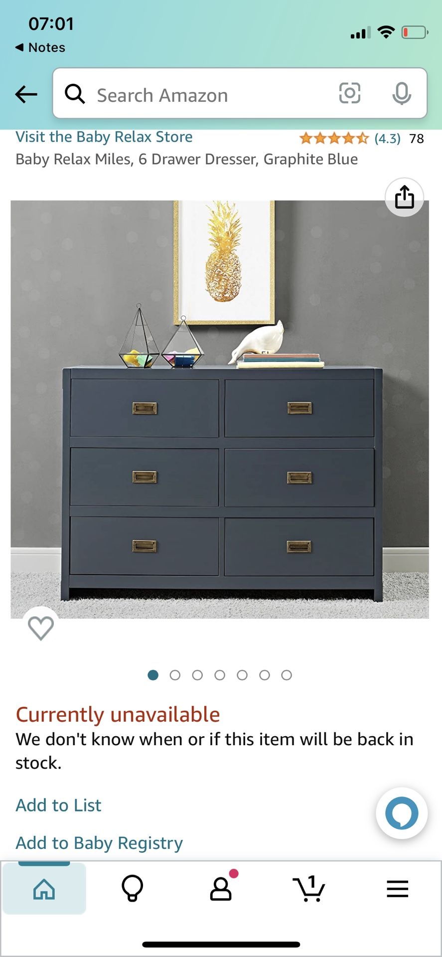 Chest Of Drawers / Dresser Campaign Blue Style