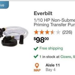 1/10 Hp Non Submersible Self Priming  Transfer Pump