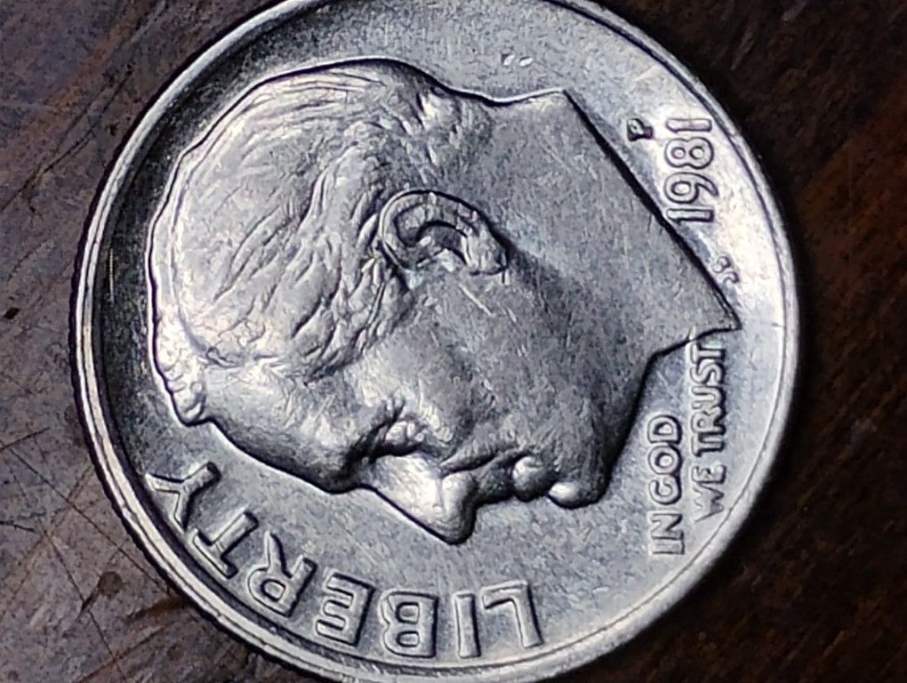 Rare 1981 P Theodore Roosevelt Dime With Double Stamped P Mint Mark