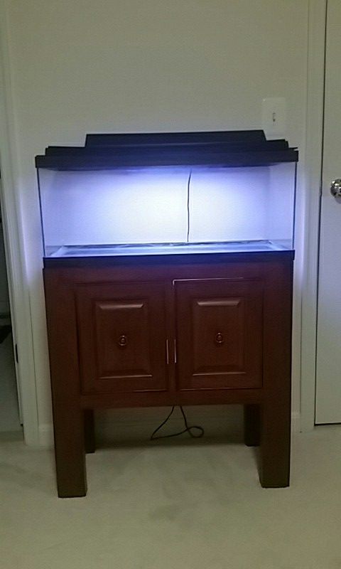 20 gallon fish tank with lid and real wood stand