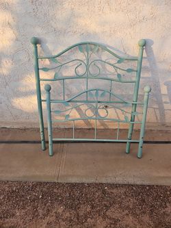 Metal Headboard And footboard Green Frames