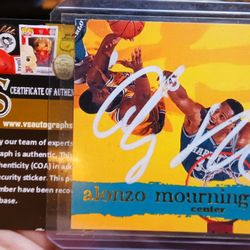 1995 HOOPS ALONZO MOURNING AUTHENTICATED AUTOGRAPH W/C.O.A
